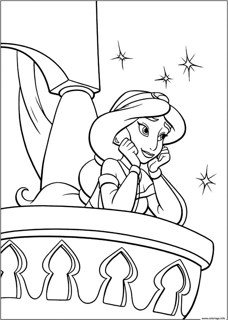 Coloriage Princesse Jasmine Reve Au Beau Aladdin Dessin tout Dessins De Princesses À Imprimer