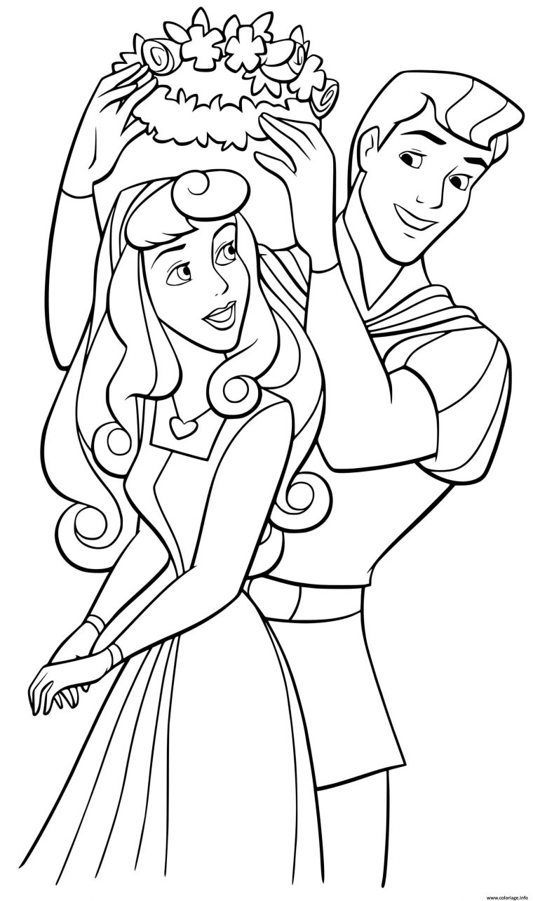 Coloriage Princesse Rose La Belle Au Bois Dormante Et Son à Dessin De Princesse Disney À Imprimer