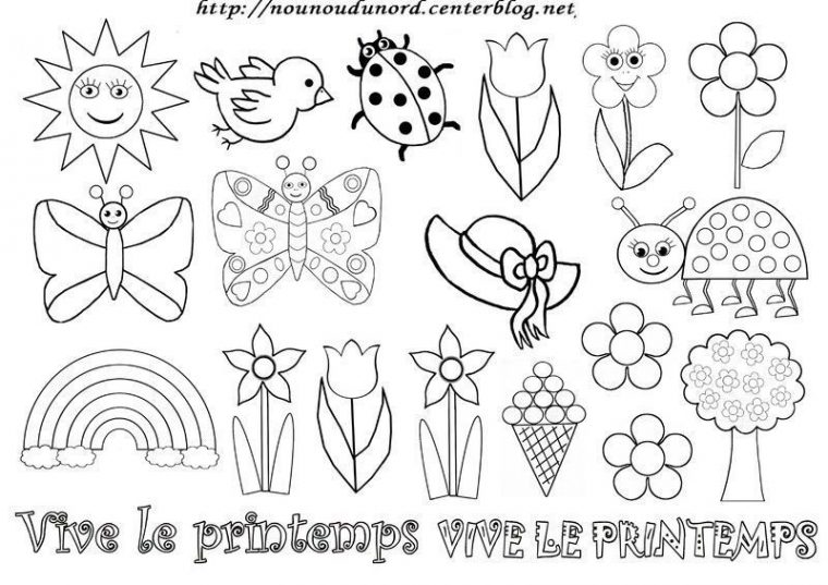 Coloriage Printemps avec Dessiner Le Printemps