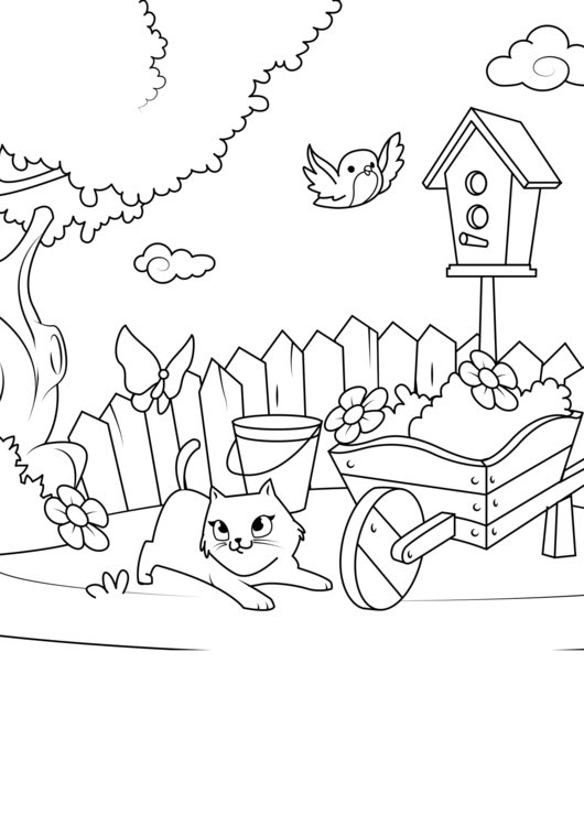 Coloriage Printemps Dans Le Jardin - Coloriages Gratuits À intérieur Coloriage Du Printemps 