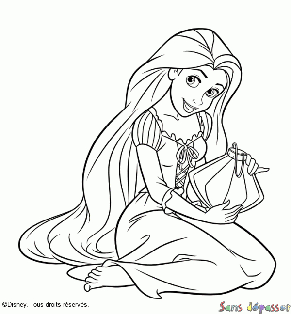 Coloriage Raiponce - Sans Dépasser pour Coloriage Reponce 