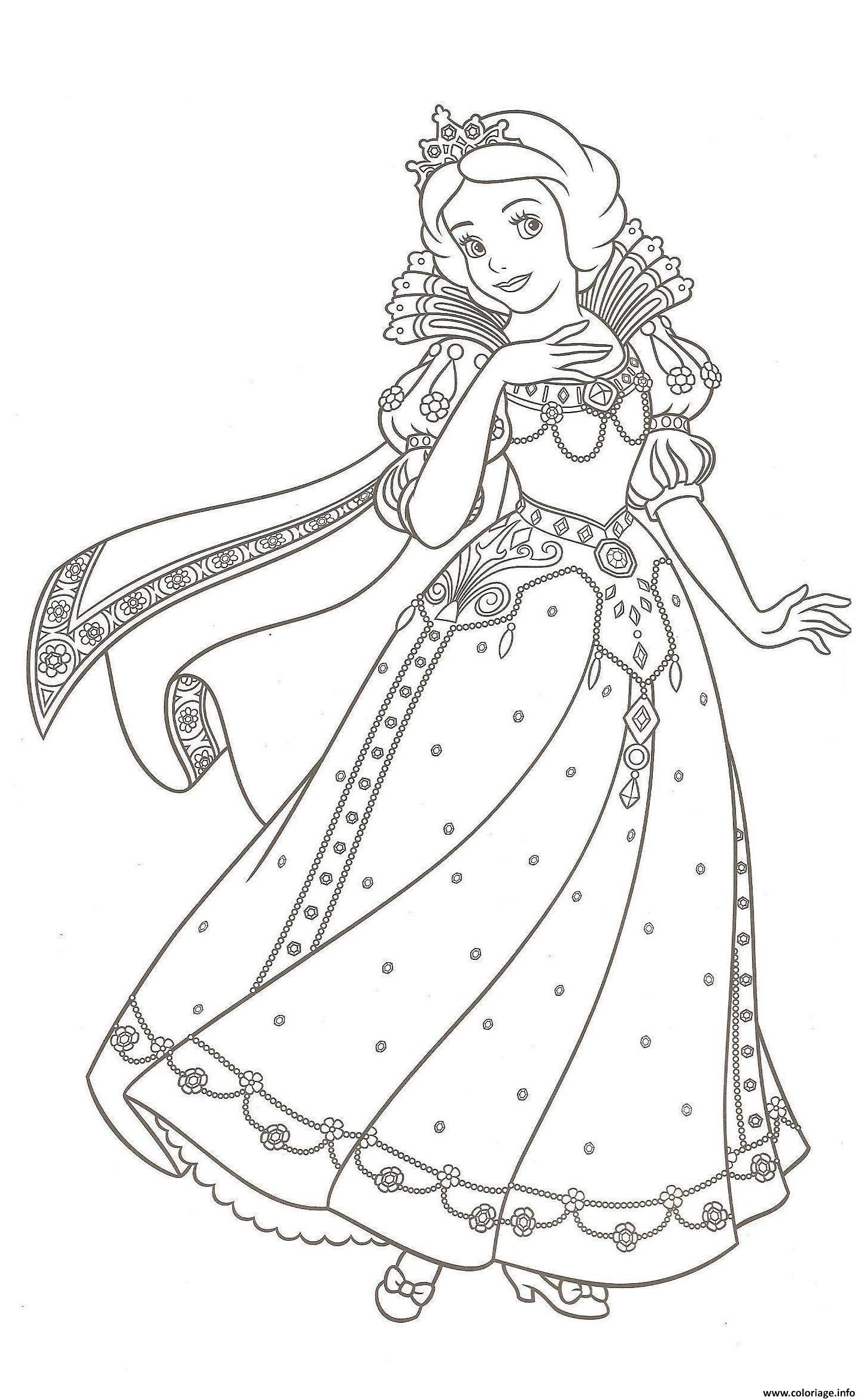 Coloriage Robe De Princesse Blanche Neige Dessin Blanche dedans Dessin De Princesse À Colorier 