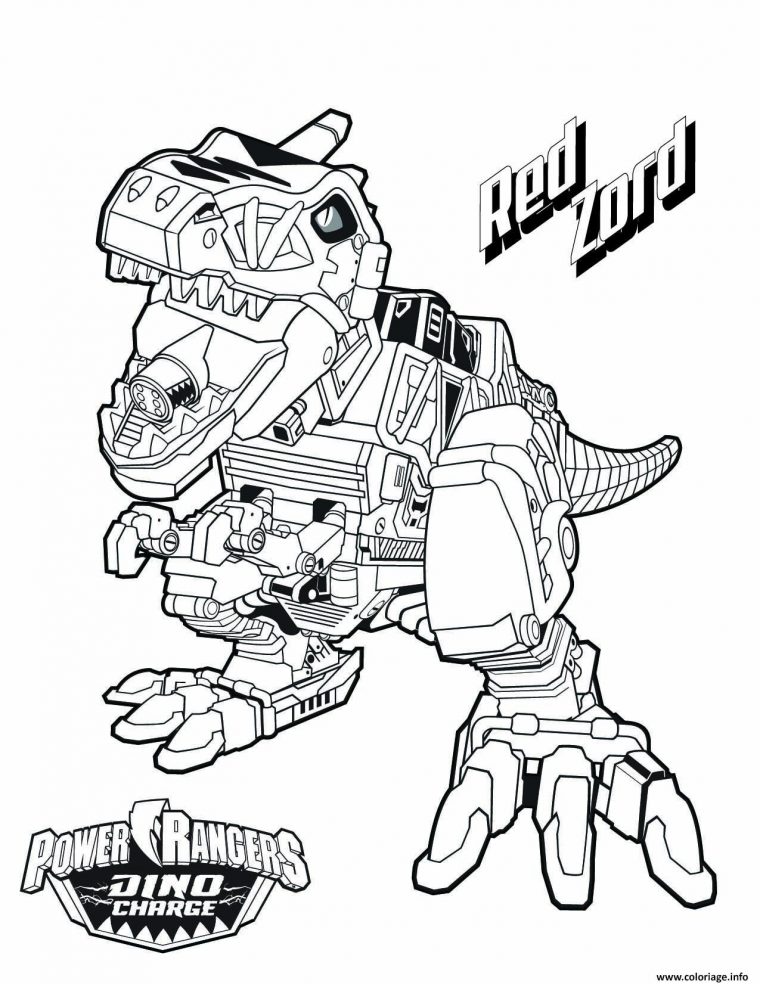 Coloriage Robot Dinosaure Red Zord De Power Rangers Dino dedans Coloriages Power Rangers