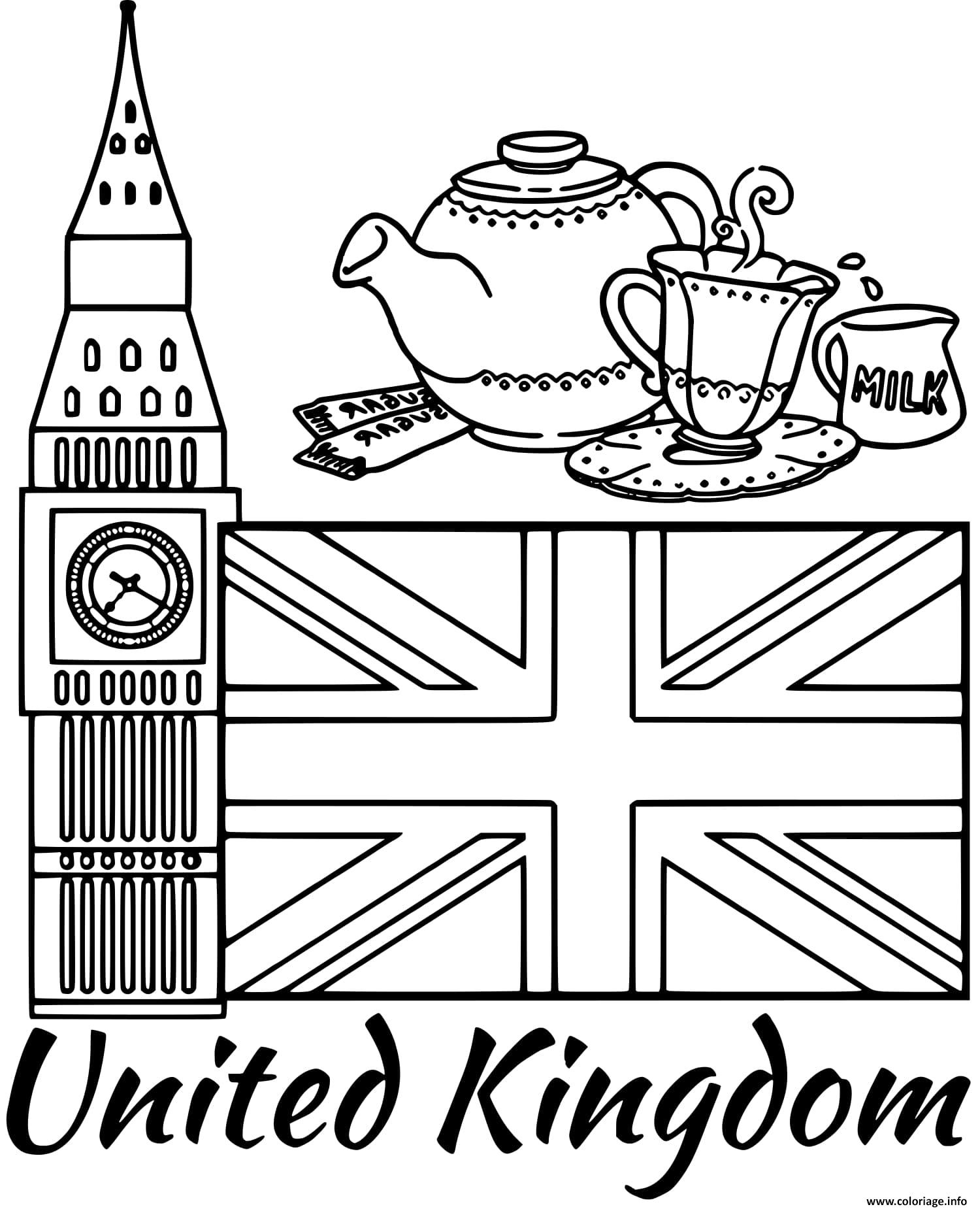 Coloriage Royaume Uni Drapeau Big Ben Dessin Drapeau À concernant Drapeau Anglais Facile A Dessiner