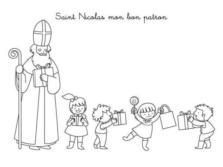 Coloriage : Saint Nicolas intérieur Coloriage Saint Nicolas