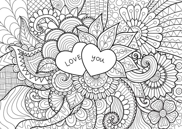 Coloriage Saint-Valentin : Un Mandala De Cœurs serapportantà Coloriage De Coeur À Imprimer