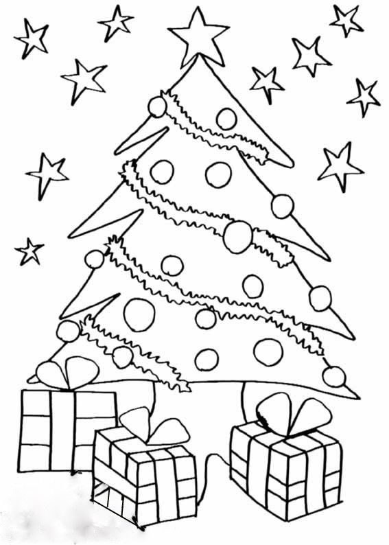 Coloriage Sapin Cadeaux Noel  Christmas Tree Coloring destiné Étoile De Noel À Colorier 