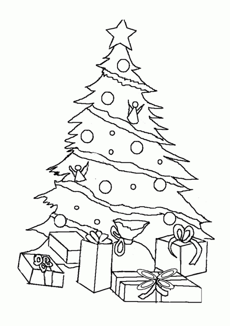 Coloriage Sapin De Noël Cadeaux À Imprimer avec Étoile De Noel À Colorier 