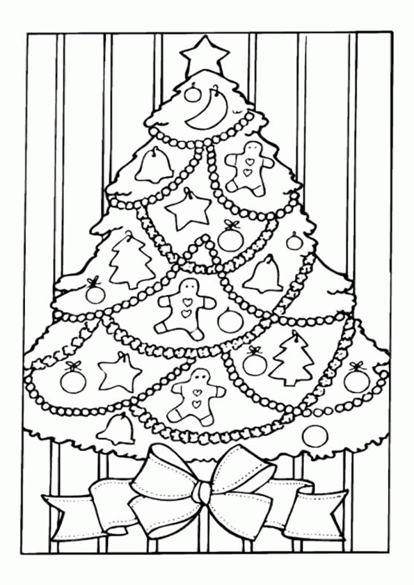 Coloriage Sapin Noel Guirlandes Sur Hugolescargot intérieur Dessin D Un Sapin De Noel 