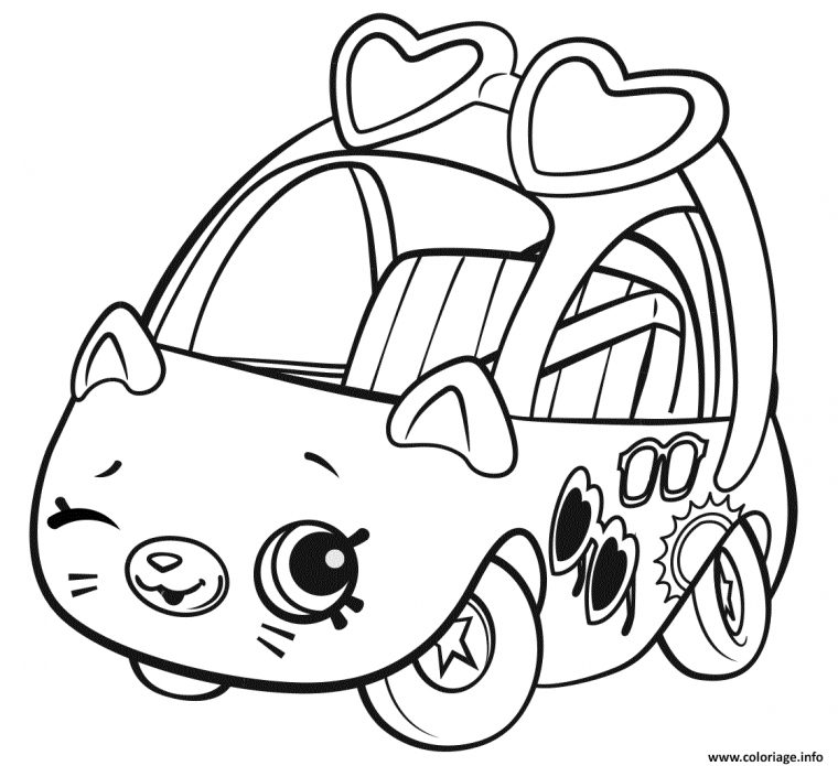 Coloriage Shopkins Cutie Cars Sunny Sedan Dessin pour Dessin Cars À Colorier