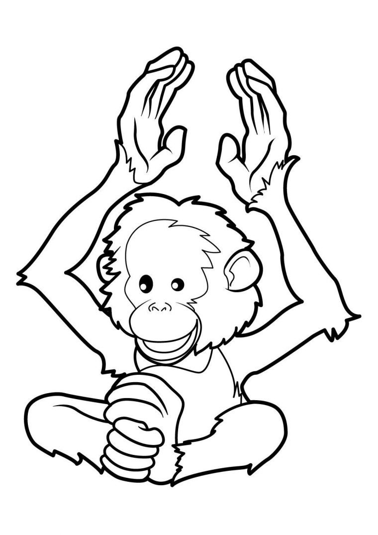 Coloriage Singe 19 – Coloriage Singes – Coloriages Animaux avec Coloriage Singe