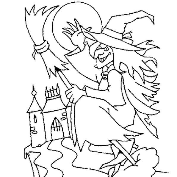 Coloriage Sorcière Et Chateau En Ligne Gratuit À Imprimer serapportantà Sorcière À Imprimer 