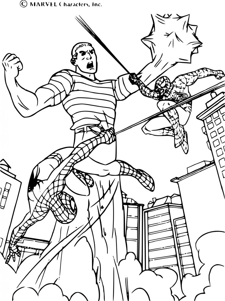 Coloriage Spiderman Bagarre À Imprimer Sur Coloriages dedans Coloriage Spidermann