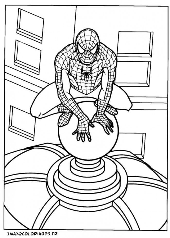 Coloriage Spiderman Le Toit De La Maison Dessin Gratuit À avec Le Dessin Animé De Spiderman