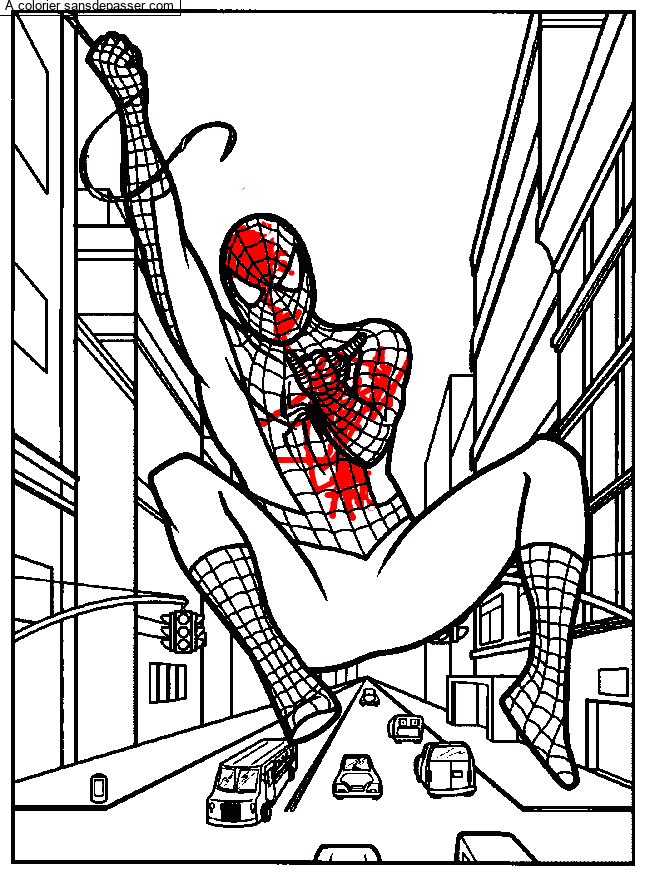 Coloriage Spiderman - Sans Dépasser à Spiderman A Colorier 