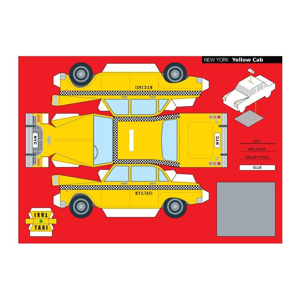 Coloriage Taxi À Colorier - Dessin À Imprimer  Maquette à Maquette En Carton À Imprimer