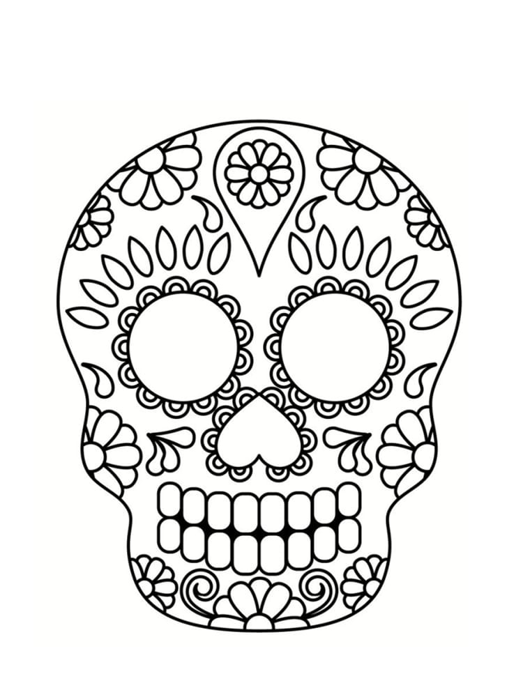 Coloriage Tête De Mort Mexicaine : 20 Dessins À Imprimer concernant Tete À Colorier 