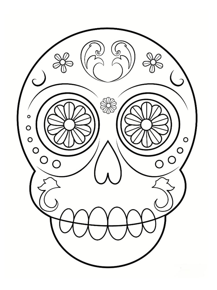 Coloriage Tête De Mort Mexicaine : 20 Dessins À Imprimer encequiconcerne Tete De Mort Dessin Facile