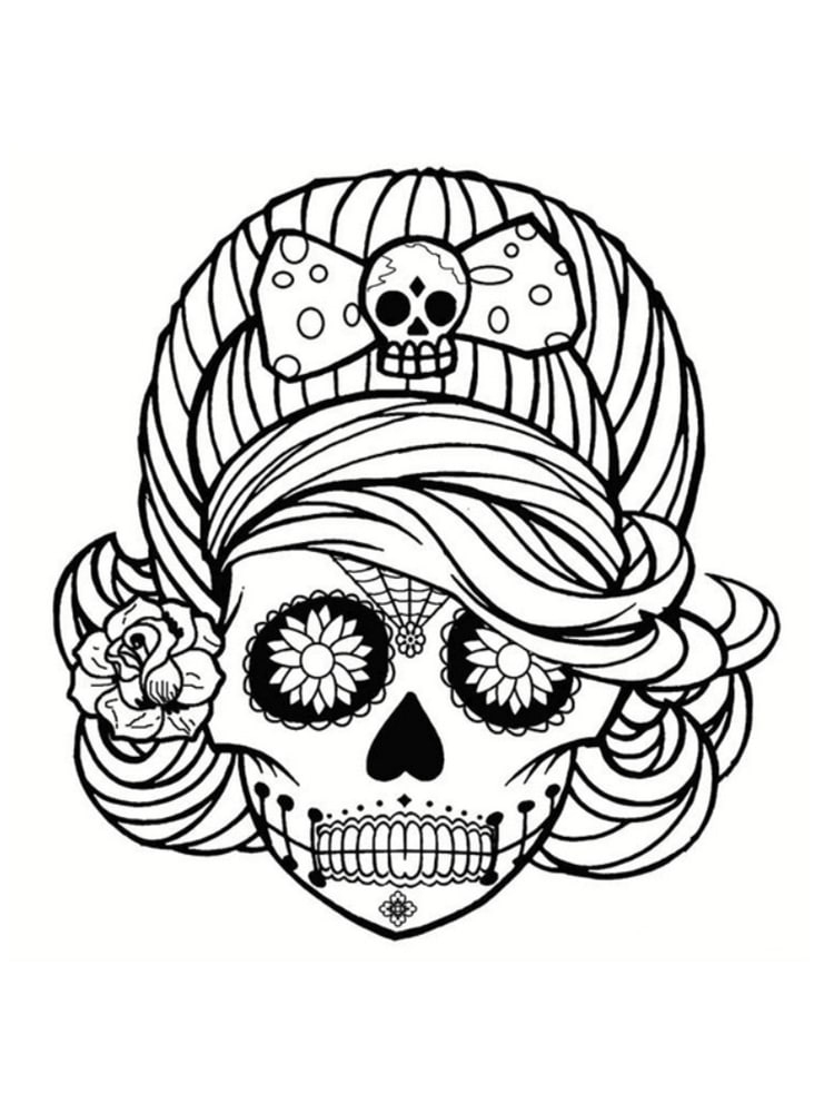 Coloriage Tête De Mort Mexicaine : 20 Dessins À Imprimer pour Coloriage Tete