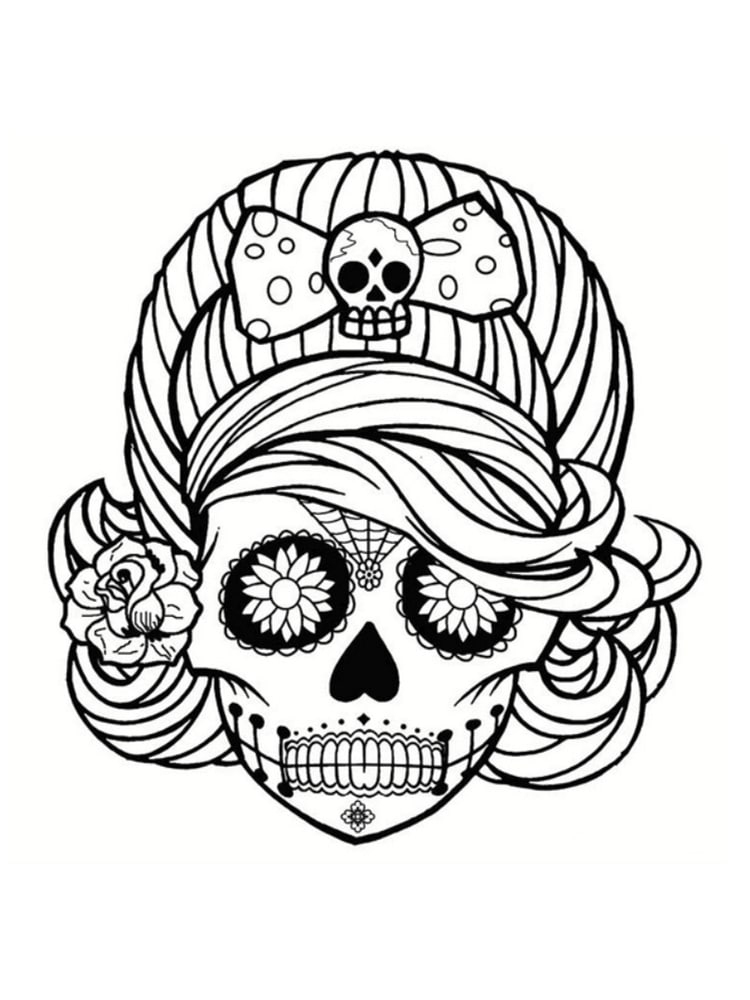 Coloriage Tête De Mort Mexicaine : 20 Dessins À Imprimer pour Coloriage Tete 