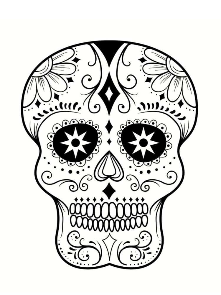 Coloriage Tête De Mort Mexicaine : 20 Dessins À Imprimer tout Tete De Mort Dessin Facile