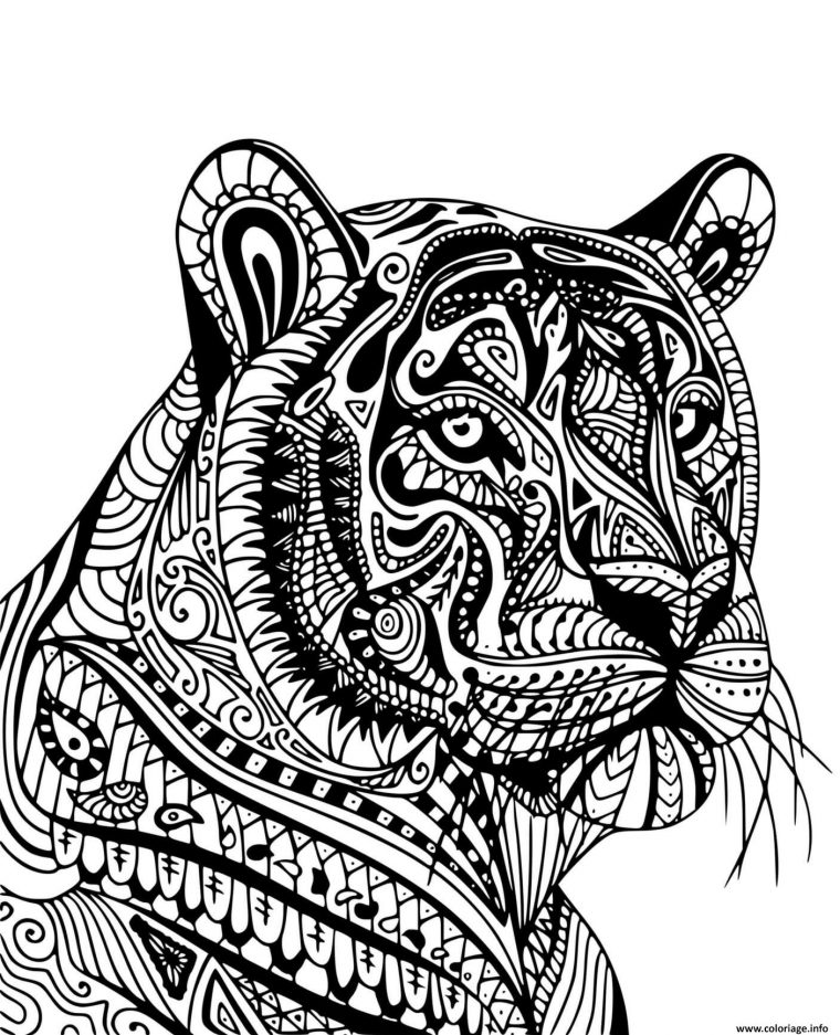 Coloriage Tigre Adulte Mandala De Profil Dessin Tigre À à Mandala Dragon À Imprimer