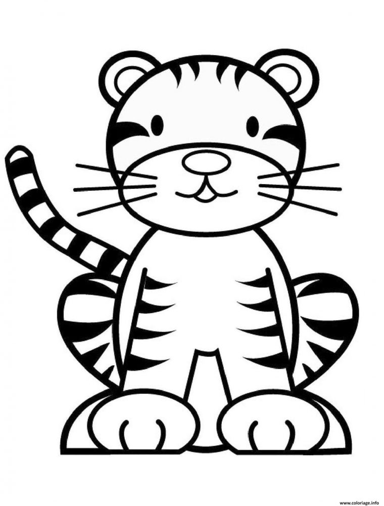 Coloriage Tigre Tigron Simple Pour Enfants – Jecolorie intérieur Tigre Coloriage