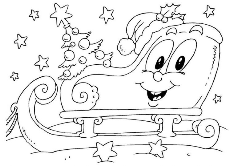 Coloriage Traîneau De Noël – Coloriages Gratuits À pour Coloriage De Traineau