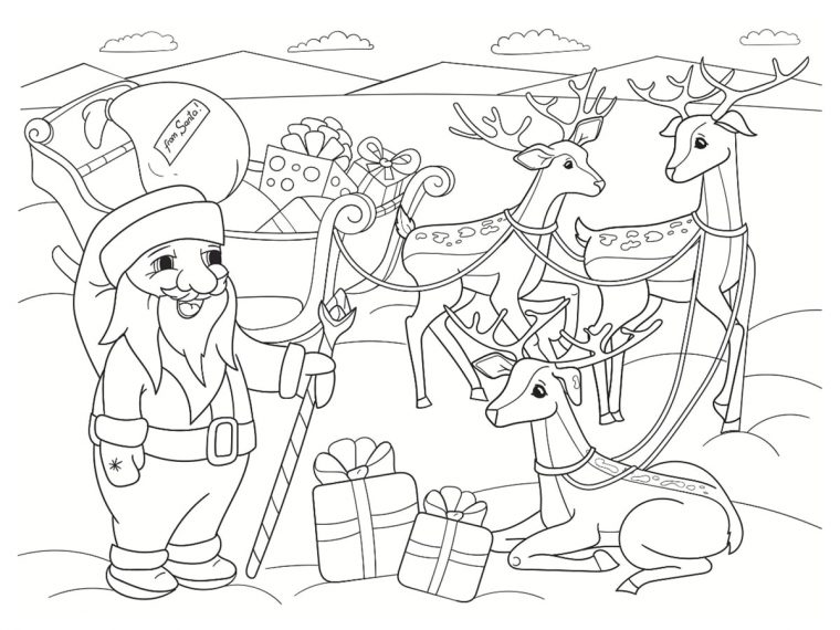 Coloriage Traîneau Du Père Noël : 20 Dessins À Imprimer concernant Pere Noel Et Son Traineau Coloriage