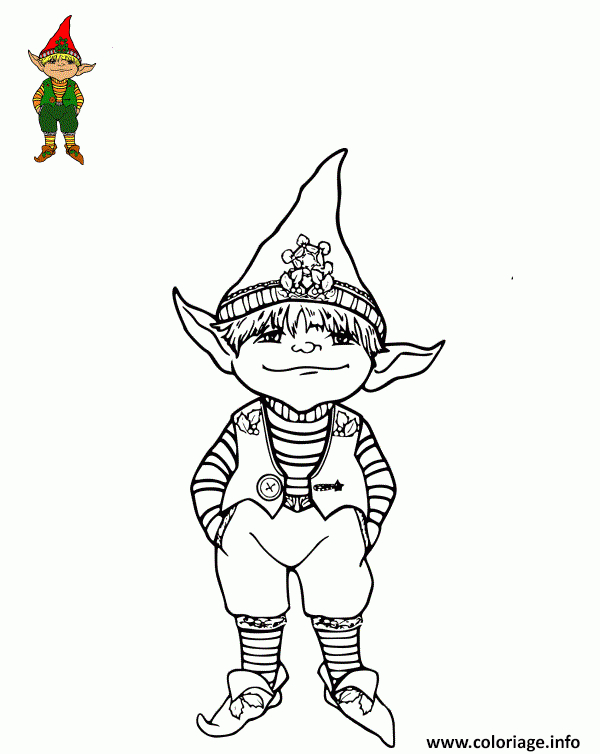 Coloriage Un Lutin Avec De Jolie Habits De Noel Dessin à Dessin De Lutin De Noel