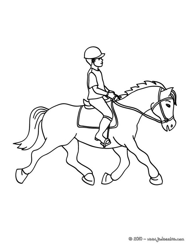 Coloriage Une Course De Galop Dessin Gratuit À Imprimer à Coloriage Cheval Au Galop 