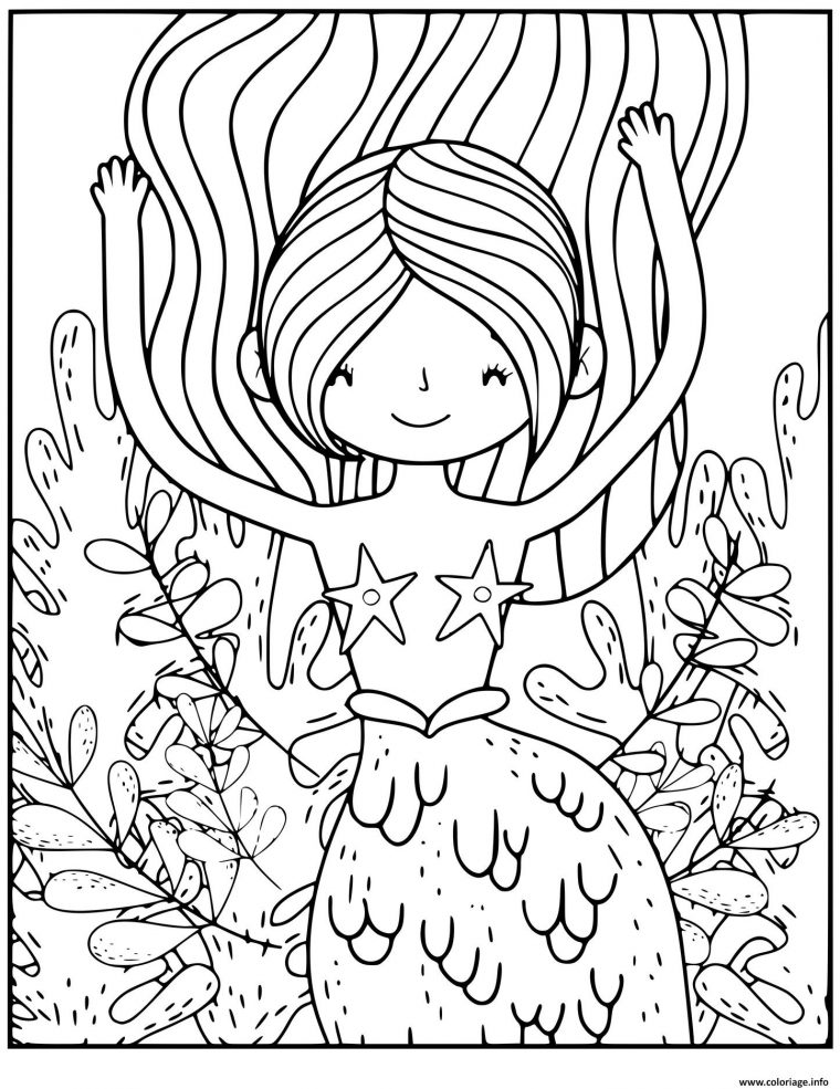 Coloriage Une Jolie Sirene Qui Fait Du Yoga Pour Le à Jolie Dessin