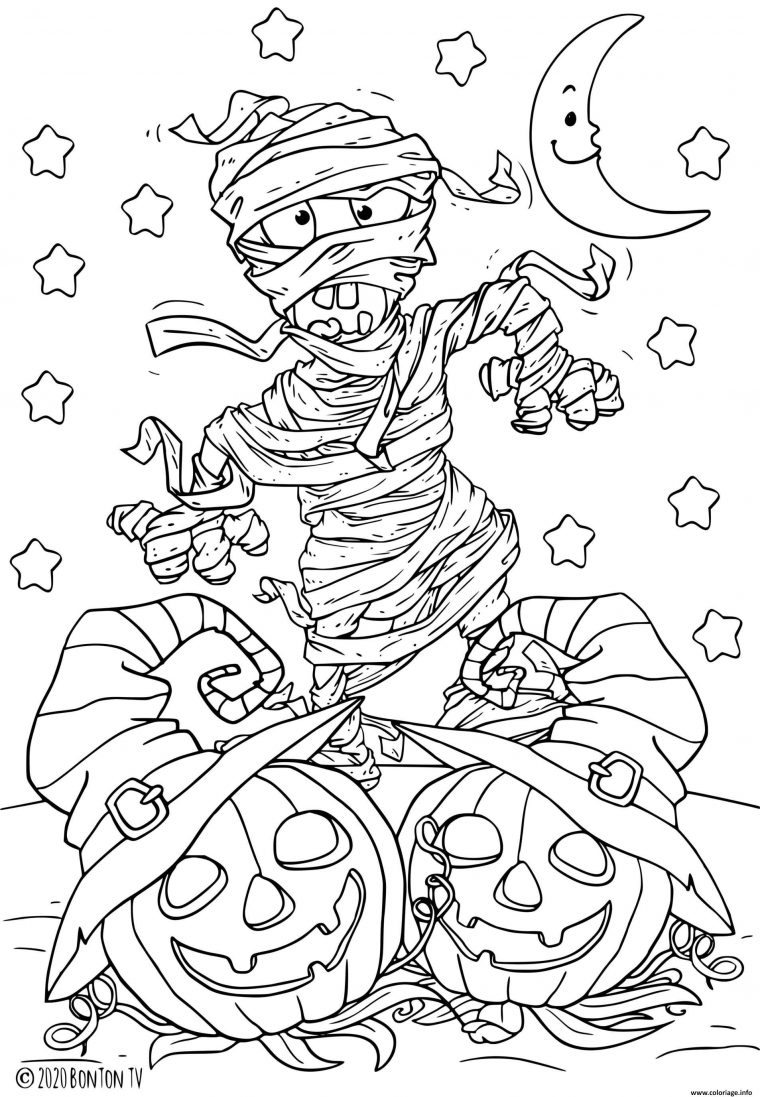 Coloriage Une Momie Terrifiante Se Promene Dans Les Rues avec Coloriage Gratuit Enfant