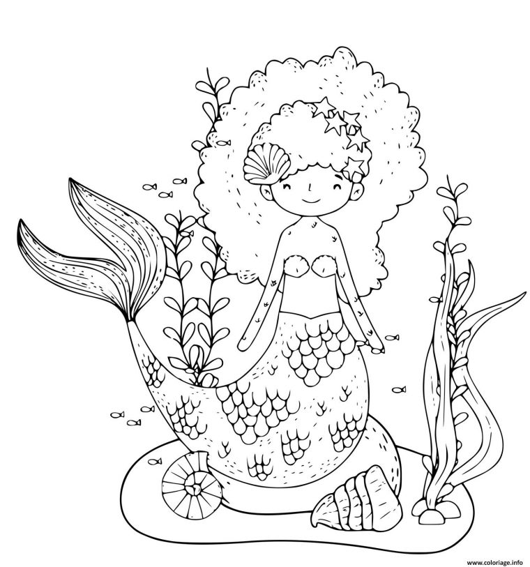 Coloriage Une Sirene Avec Beaucoup De Beaux Cheveux Dessin tout Coloriage A Imprimer Sirene