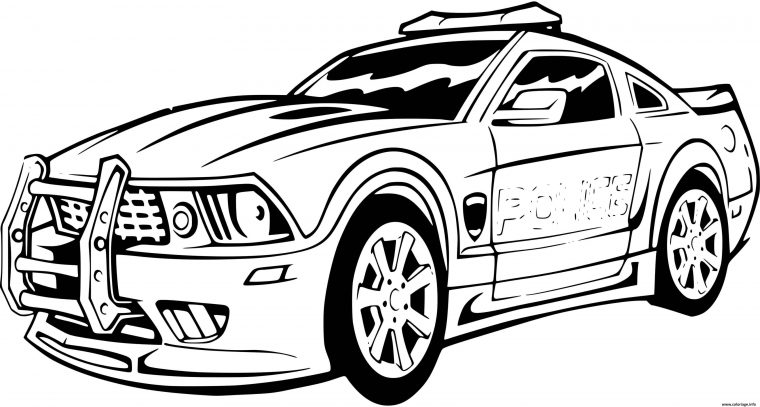 Coloriage Voiture De Police Sport Mustang Ford Dessin à Coloriage Voiture De Course