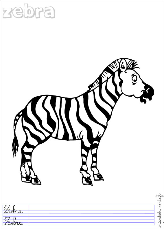 Coloriage Zebre 2 .:. Coloriages Animaux De La Jungle En dedans Coloriage Zebre 