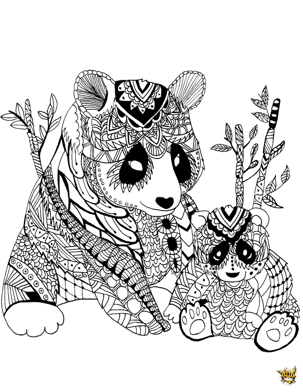 Coloriage : Zentangle Panda Pour Adultes pour Panda À Colorier 