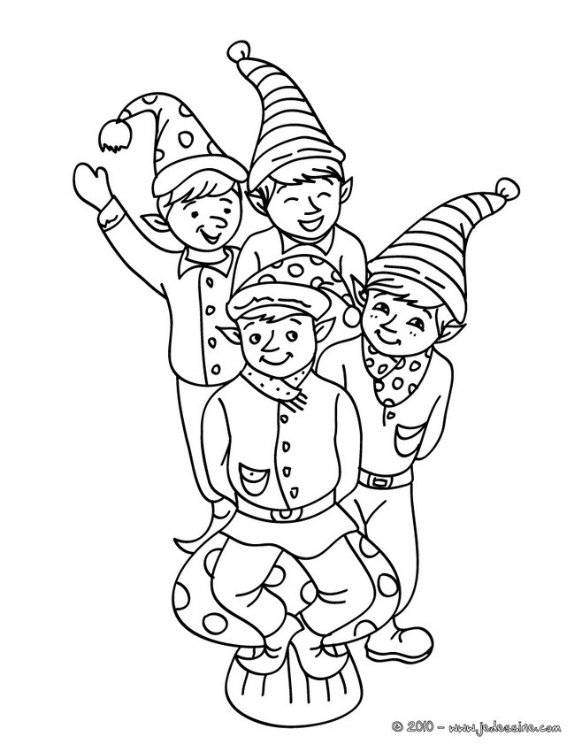 Coloriages 4 Petits Lutins De Noël À Colorier – Fr dedans Lutin À Colorier