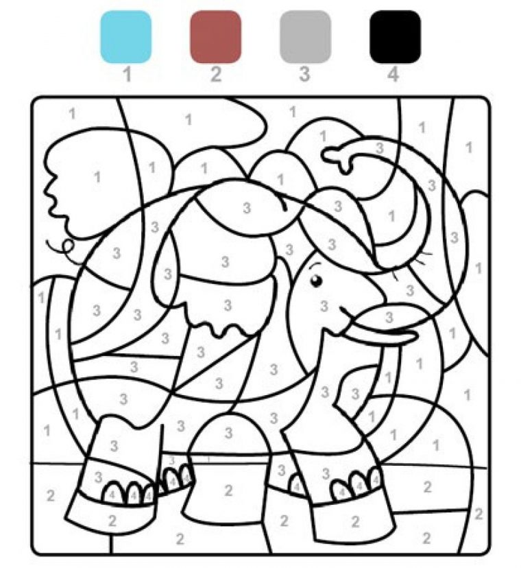 Coloriages Animaux Sauvages : Coloriage Magique Éléphant dedans Jeu Coloriage Magique