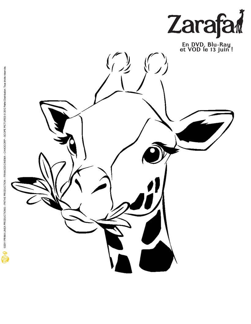 Coloriages Coloriage Zarafa À Imprimer - Fr.hellokids à Dessin Girafe Facile