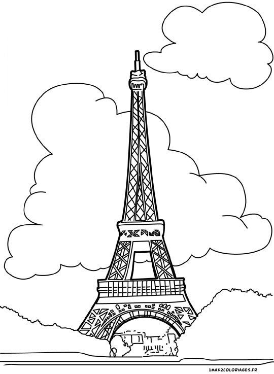 Coloriages De Monuments - Coloriages Tour Eiffel A Paris A intérieur Tour Eiffel À Colorier 
