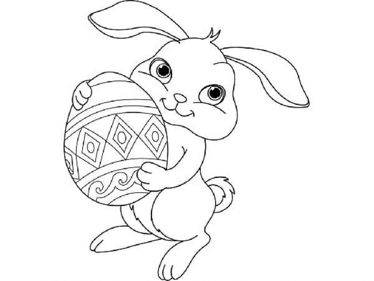 Coloriages De Pâques : Le Bébé Lapin Et Son Œuf dedans Coloriage De Paque