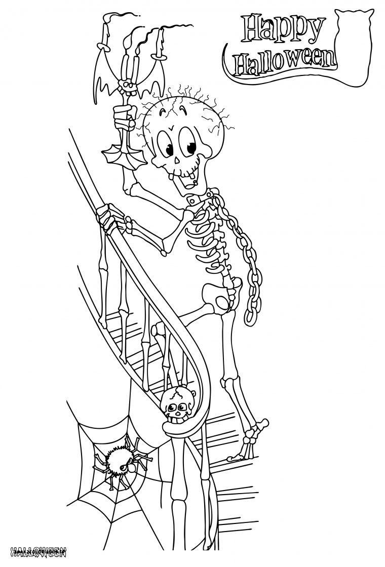 Coloriages Des Squelettes Horribles Et Rigolos D'Halloween dedans Dessin Squelette