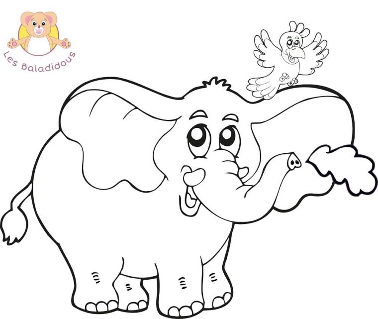 Coloriages Et Comptines avec Image Éléphant À Colorier