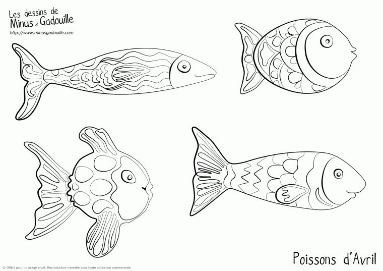 Coloriages Fishes Poissons D'Avril pour Poisson D Avril A Colorier