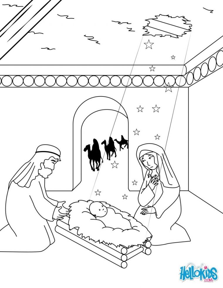 Coloriages L'Arrivée Des Rois Mages Dans La Crèche – Fr concernant Coloriage Rois Mages