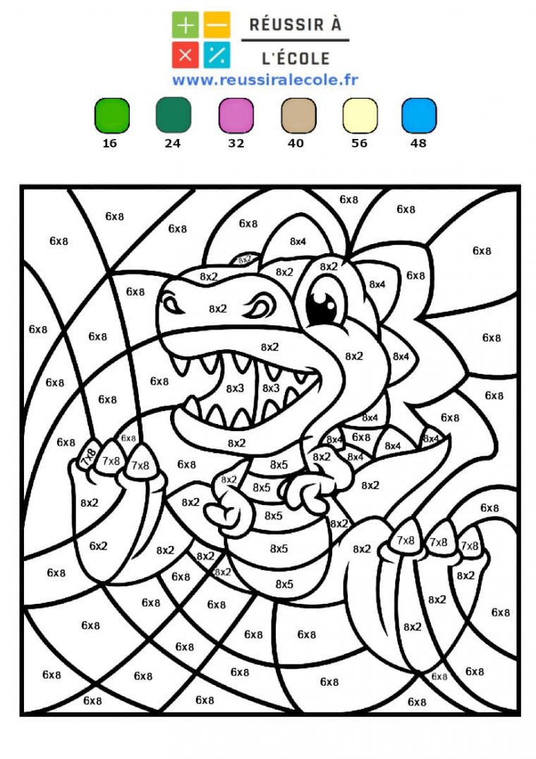 Coloriages Magiques Multiplication  16 Dessins Gratuits encequiconcerne Coloriage Magique Facile