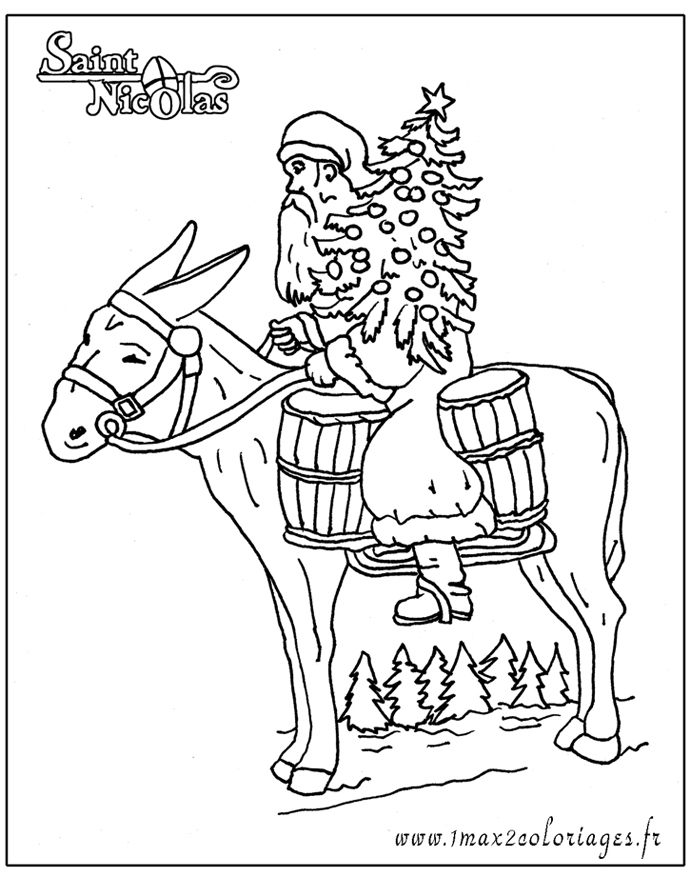 Coloriages Saint Nicolas - Saint Nicolas Sur Son Âne à Coloriage Saint Nicolas 