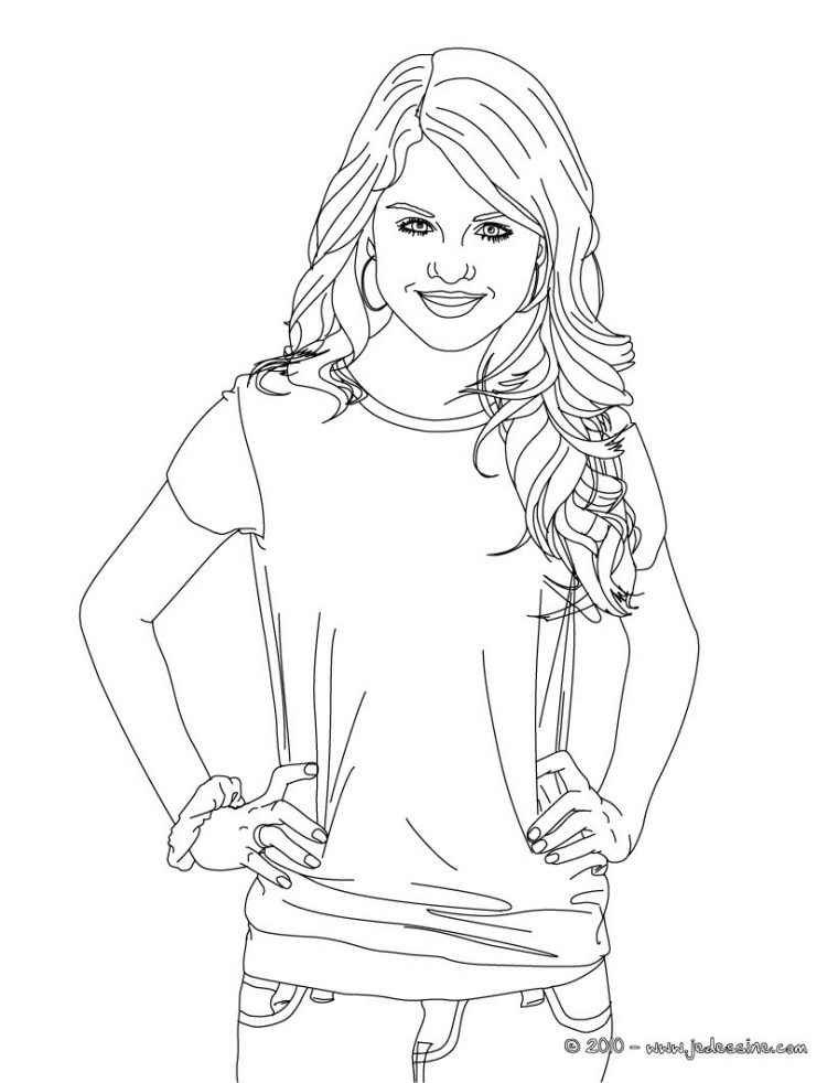 Coloriages Selena Gomez Pose – Fr.hellokids destiné Coloriage De Selena Gomez