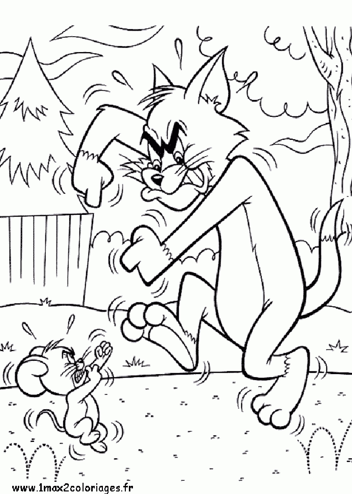 Coloriages Tom Et Jerry – Tom Et Jerry Se Battent concernant Tom Et Jerry Coloriage